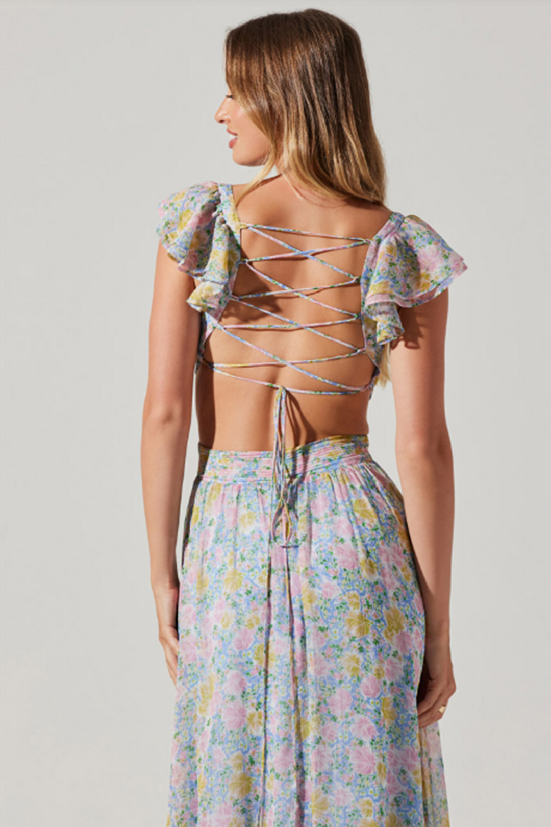 chinese dress ladies Primrose Floral Strappy Back Maxi Dress