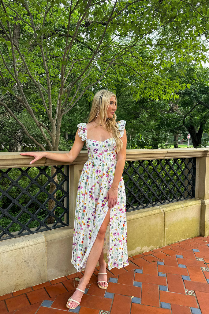 Wedelia Floral Bustier Midi Dress
