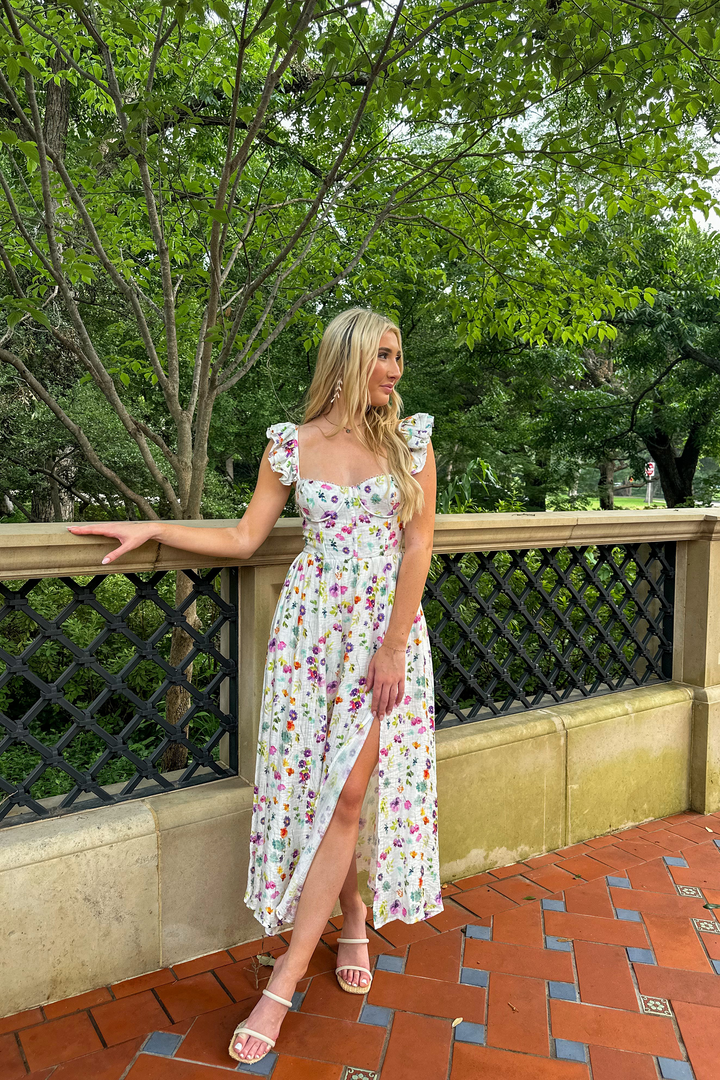 Wedelia Floral Bustier Midi Dress
