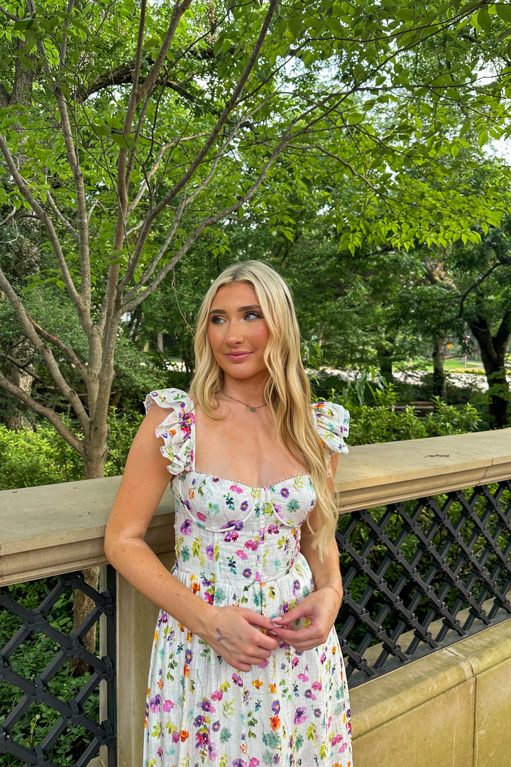 Wedelia Floral Bustier Midi Dress