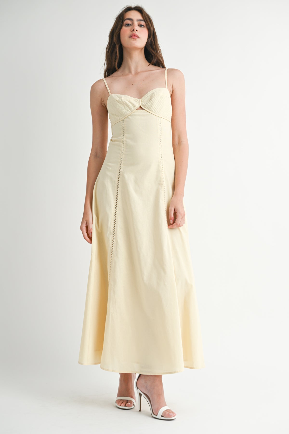 sunkissed maxi dress Waitlist 8/5 Maxine Sleeveless Sun Kissed Cutwork Lace Maxi Dress Natural MEDIUM
